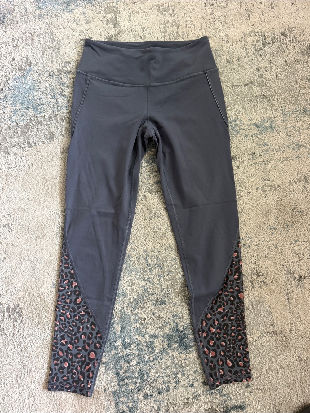 Women’s Gray Leggings with Leopard Trim